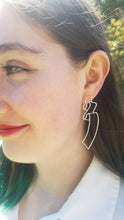 Load image into Gallery viewer, Long Folded Ribbon Sterling Silver Post Earrings