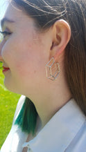 Load image into Gallery viewer, 3D Hexagon Silver Statement Earrings