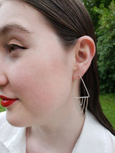 Load image into Gallery viewer, Triangular Twisted Pendulum Movement Sterling Silver Post Earrings