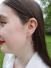 Load image into Gallery viewer, Triangular Twisted Pendulum Movement Sterling Silver Post Earrings