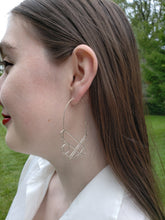 Load image into Gallery viewer, Modern Geometric Sterling Silver Oval Hoop Earrings