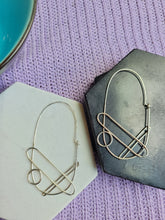 Load image into Gallery viewer, Modern Geometric Sterling Silver Oval Hoop Earrings