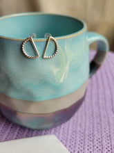 Load image into Gallery viewer, Tiny Twisted Half Circle Sterling Silver Post Earrings