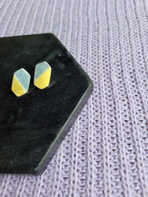 Load image into Gallery viewer, Keum Boo Elongated Hexagon 23 Karat Gold and Sterling Silver Mini Post Earrings