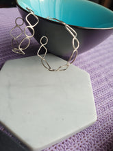 Load image into Gallery viewer, Geometric Repeating Shapes Silver Hoops