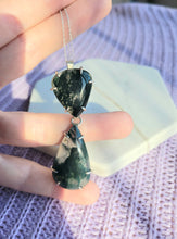 Load image into Gallery viewer, Moss Agate Double Pear Necklace
