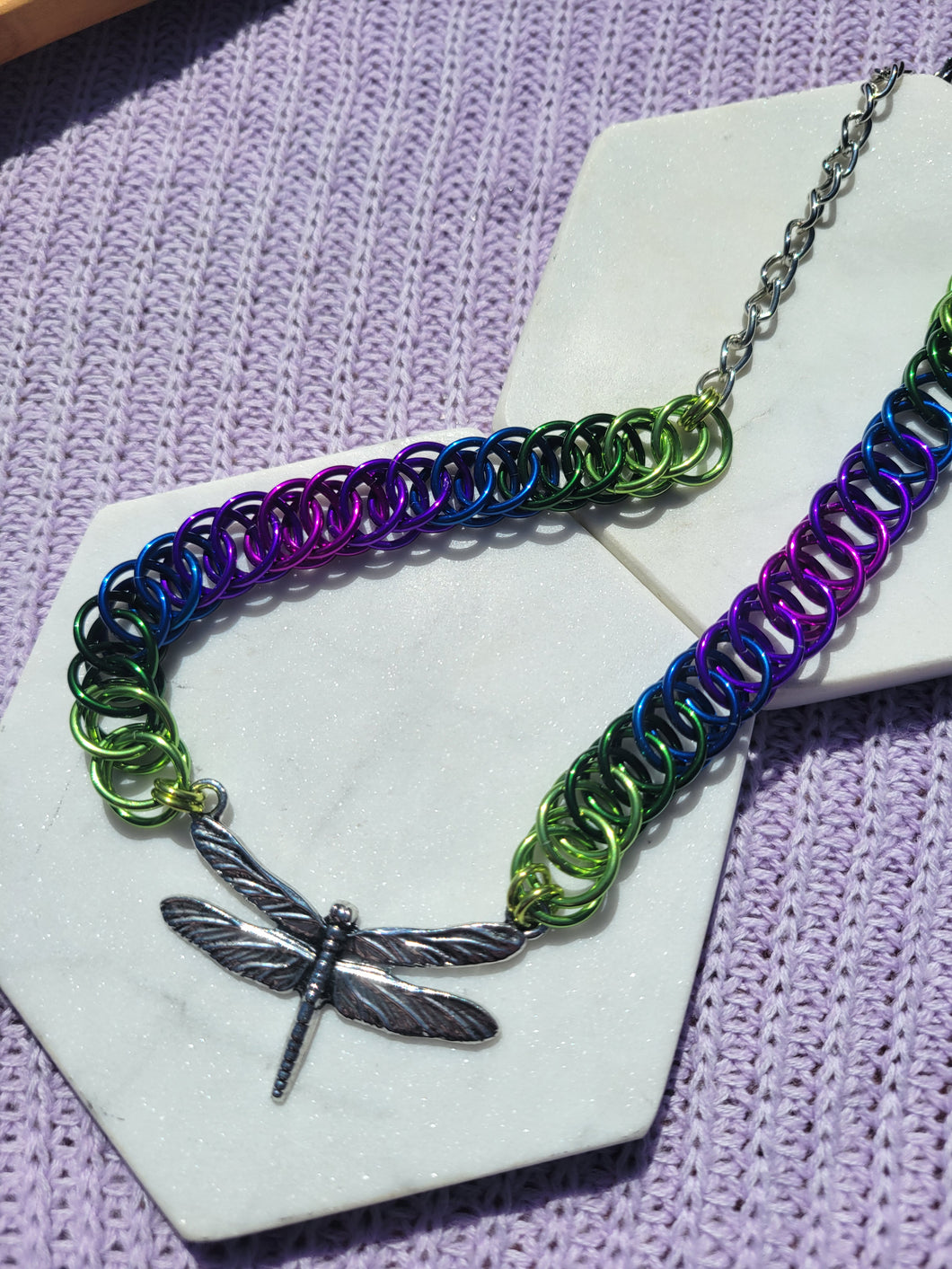 Flat Weave Dragonfly Necklace