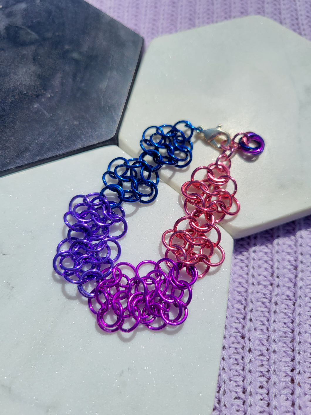 Purple Rosettes Chainmaille Bracelet