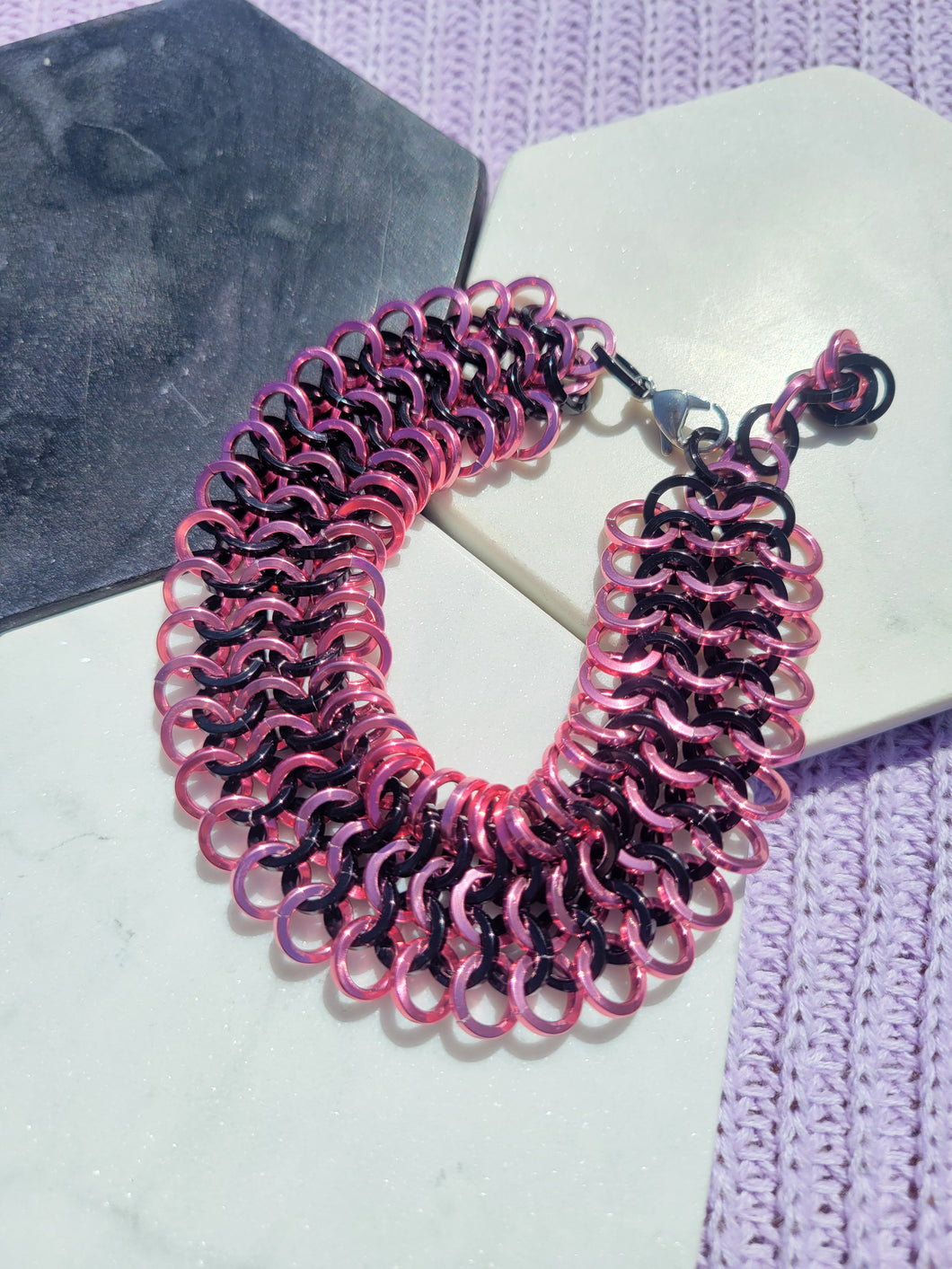 Pink Chunky Euro Chainmaille Bracelet