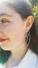 Load image into Gallery viewer, Long Folded Ribbon Sterling Silver Post Earrings

