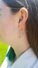 Load image into Gallery viewer, 3D Hexagon Silver Statement Earrings
