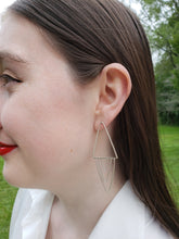Load image into Gallery viewer, Triangular Twisted Pendulum Movement Sterling Silver Post Earrings
