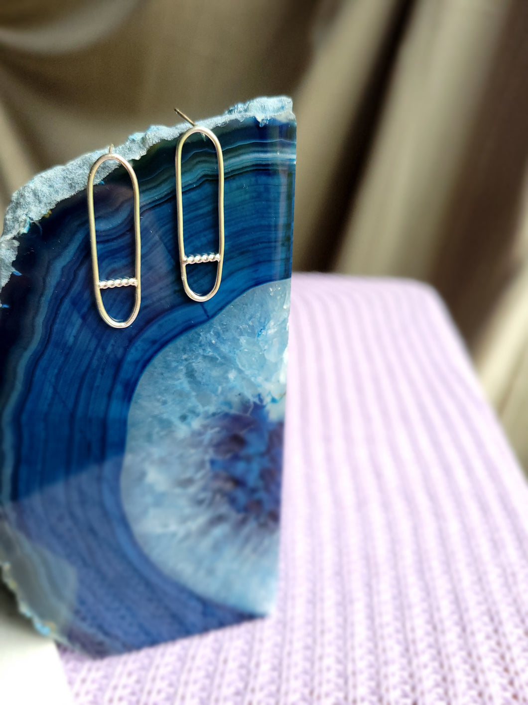 Twisted Bisected Oval Sterling Silver Post Earrings