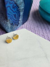 Load image into Gallery viewer, Keum Boo Hexagon 23 Karat Gold and Sterling Silver Mini Post Earrings
