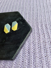 Load image into Gallery viewer, Keum Boo Elongated Hexagon 23 Karat Gold and Sterling Silver Mini Post Earrings
