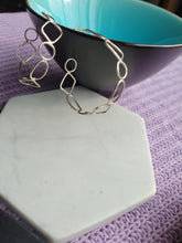 Load image into Gallery viewer, Geometric Repeating Shapes Silver Hoops
