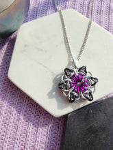 Load image into Gallery viewer, Large Celtic Flower Pendant/Keychain- Asexual Pride Flag
