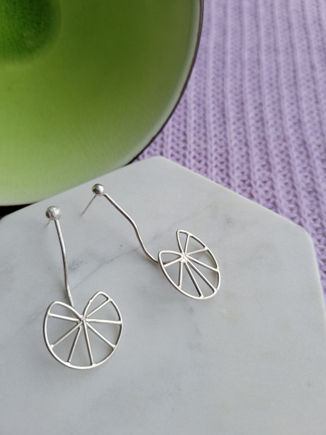 Lily Pad Sterling Silver Earrings