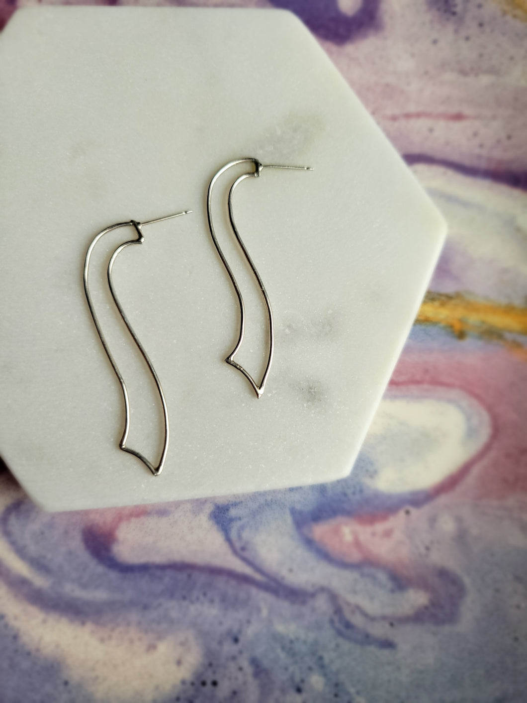 Medium Ribbon Sterling Silver Post Earrings